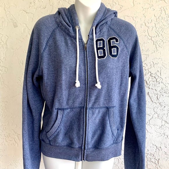 PINK Victorias Secret LOVE Hoodie Sweatshirt Zip Front. Blue Women’s large - Picture 8 of 12